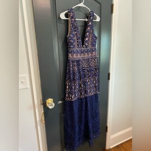 Blue Boho Lace Dress